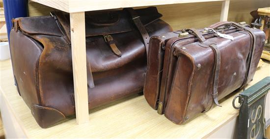 A large Gladstone bag and a Doctors bag Doctors bag W.59cm x H.36cm x D.24cm
